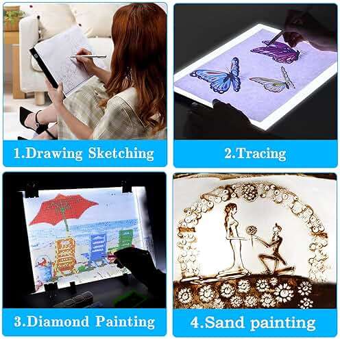 Ratukall 183PCS A4 Diamond Painting Light Pad Kit, Light Board for Diamond Painting Accessories, Tracing Light Box with 5D Painting Tools Set for Full Drill & Partial Drill Art - Image 7