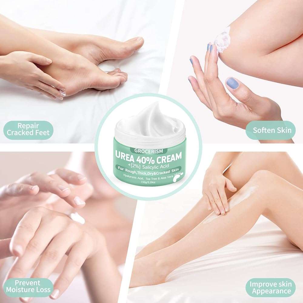 Grocerism Urea Cream 40 Percent For Feet Plus 2% Salicylic Acid 5.29 oz || Foot Cream and Hand Cream Maximum Strength with Hyaluronic Acid,Tea Tree,and Aloe Vera For Deep Moisturizes,Callus Remover - Image 5