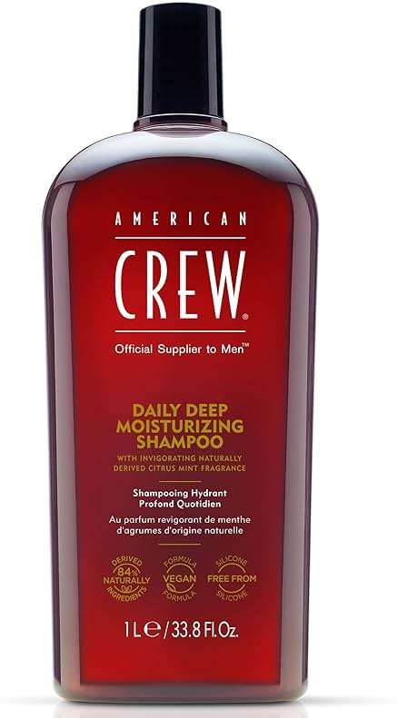 American Crew Shampoo for Men, Daily Deep Moisturizer, Naturally Derived, Vegan Formula, Citrus Mint Fragrance, 33.8 Fl Oz - Image 1