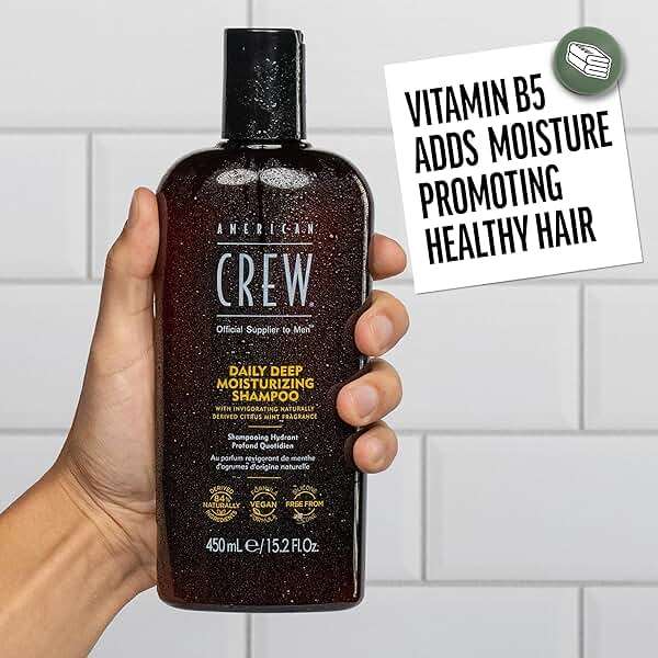 American Crew Shampoo for Men, Daily Deep Moisturizer, Naturally Derived, Vegan Formula, Citrus Mint Fragrance, 33.8 Fl Oz - Image 4