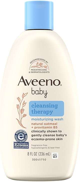 Aveeno Baby Cleansing Therapy Moisturizing Baby Body Wash with Natural Oatmeal & ProVitamin B5, Gentle Tear-Free Baby Bath Wash for Sensitive & Eczema-Prone Skin, Hypoallergenic, 8 oz - Image 1