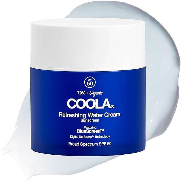 COOLA Organic Refreshing Water Cream Face Moisturizer with SPF 50, Dermatologist Tested Face Sunscreen with Plant-Derived BlueScreen Digital De-Stress Technology, 1.5 Fl Oz - Image 1