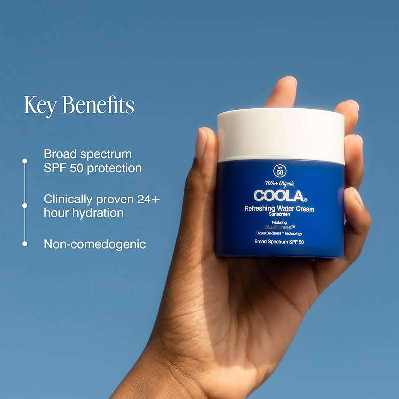 COOLA Organic Refreshing Water Cream Face Moisturizer with SPF 50, Dermatologist Tested Face Sunscreen with Plant-Derived BlueScreen Digital De-Stress Technology, 1.5 Fl Oz - Image 3
