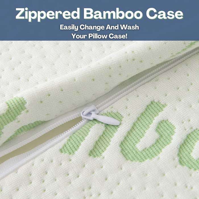 Memory Foam Bamboo Pillows King Size Set of 2 [Adjustable] for Sleeping - Cool & Breathable Cover with Zipper Rayon Derived from Bamboo Pilllowcase - Relieves Neck Pain - Back/Stomach/Side Sleeper - Image 5