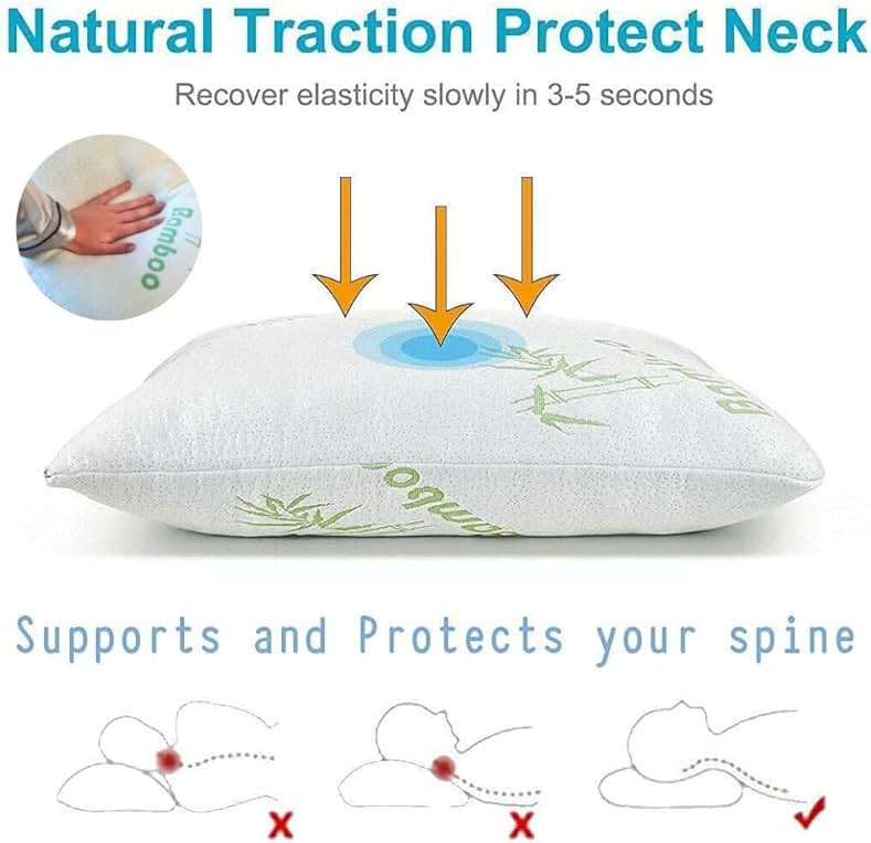 Memory Foam Bamboo Pillows King Size Set of 2 [Adjustable] for Sleeping - Cool & Breathable Cover with Zipper Rayon Derived from Bamboo Pilllowcase - Relieves Neck Pain - Back/Stomach/Side Sleeper - Image 7
