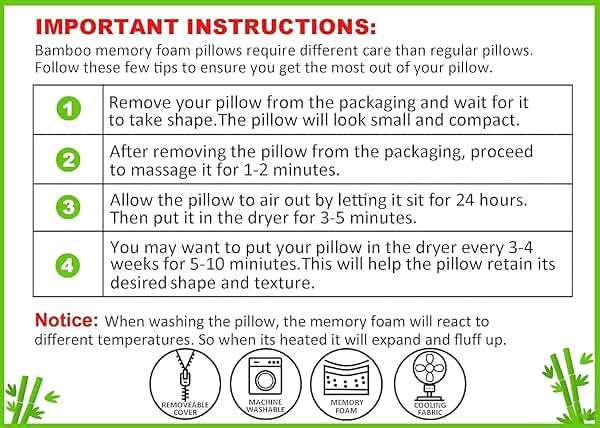 Memory Foam Bamboo Pillows King Size Set of 2 [Adjustable] for Sleeping - Cool & Breathable Cover with Zipper Rayon Derived from Bamboo Pilllowcase - Relieves Neck Pain - Back/Stomach/Side Sleeper - Image 8