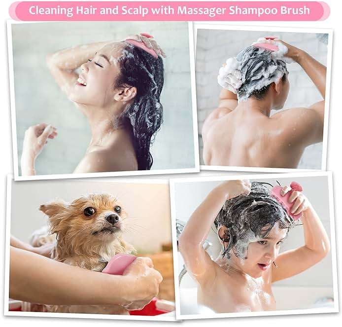 URTHEONE Soft Silicone Hair Scalp Massager Shampoo Brush for Wet Dry Oily Curly Straight Thick Thin Rough Long Short Natural Men Women Kids Pets Hair Care Tools（Pink - Image 3