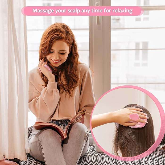 URTHEONE Soft Silicone Hair Scalp Massager Shampoo Brush for Wet Dry Oily Curly Straight Thick Thin Rough Long Short Natural Men Women Kids Pets Hair Care Tools（Pink - Image 4