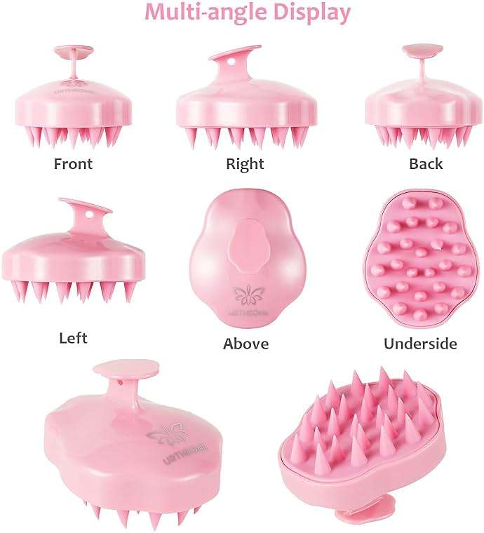 URTHEONE Soft Silicone Hair Scalp Massager Shampoo Brush for Wet Dry Oily Curly Straight Thick Thin Rough Long Short Natural Men Women Kids Pets Hair Care Tools（Pink - Image 5