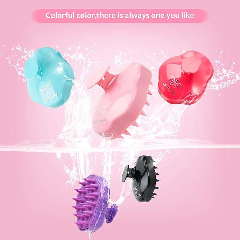 URTHEONE Soft Silicone Hair Scalp Massager Shampoo Brush for Wet Dry Oily Curly Straight Thick Thin Rough Long Short Natural Men Women Kids Pets Hair Care Tools（Pink - Image 7