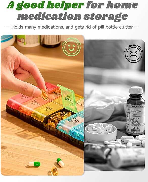 Extra Large Pill Organizer 2 Times a Day, Weekly XL AM PM Pill Case, 7 Day Pill Box Twice a Day, Oversized Daily Medicine Organizer for Vitamins, Big Pill Container, Medication Dispenser (Rainbow) - Image 6