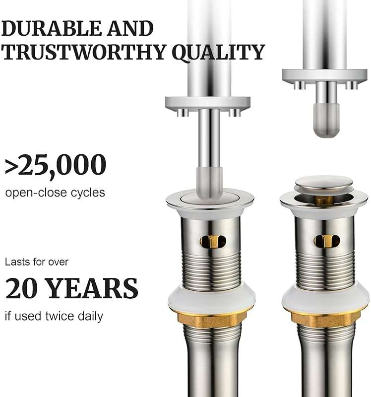 Pop up Sink Drain Stopper for Bathroom Vessel Vanity Sink Art Basin Brushed Nickel, Small Cap with Overflow, Metal Pop up Drain Strainer with Detachable Basket Stopper - Image 6