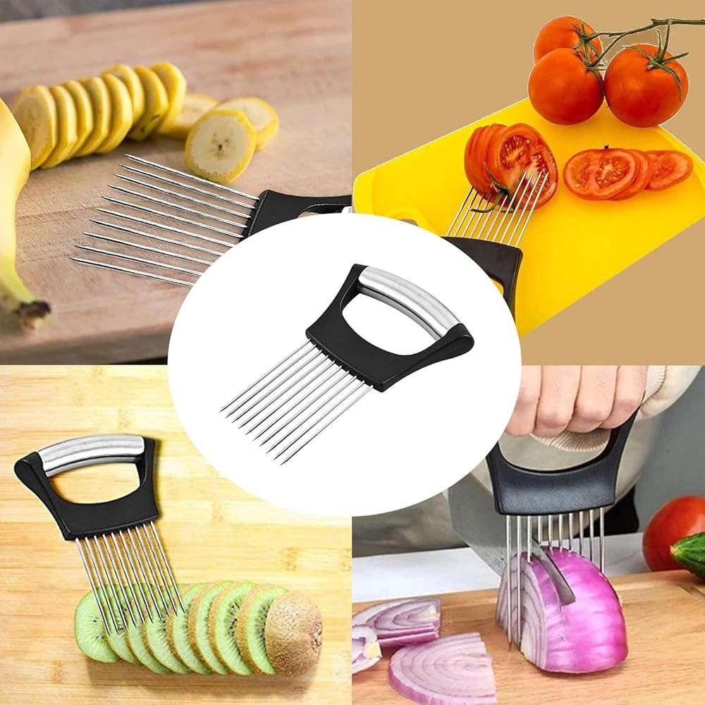 Stainless Steel Onion Holder for Slicing,Onion Slicer Holder,Onion Cutter for Slicing of Onions,Tomatoes,Avocados,Eggs and Other Vegetables,KItchen Utensils - Image 3