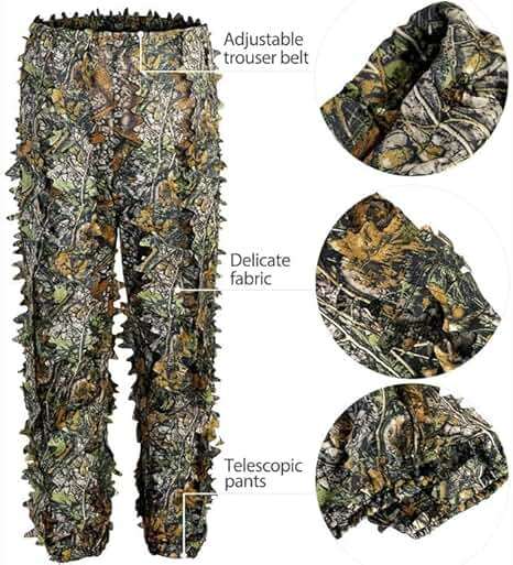 SCYLFEHDP Ghillie Suit, 3D Leafy Ghillie Suit and Camo Suit, Ghillie Suit for Men, Camouflage Suits, Turkey Hunting, Lightweight Gear Hunting Clothes for Outdoor Woodland and Halloween. - Image 3