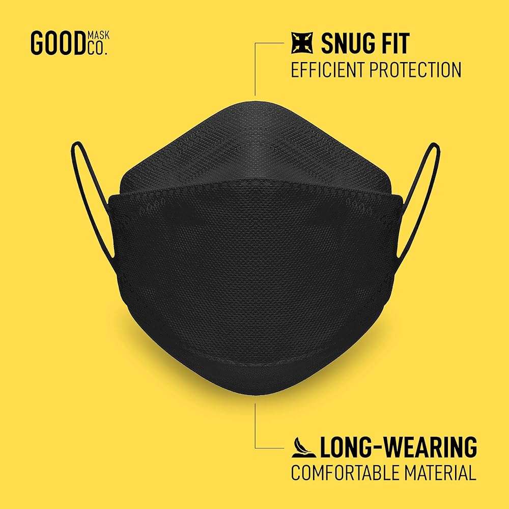 Good Mask Co. Good Comfort KN95 Face Mask, Disposable KN95 Face Mask, Folding, Filter Efficiency 95%, Comfortable Face Masks, Bulk Face Masks (10 Pack of Masks, Black) - Image 2