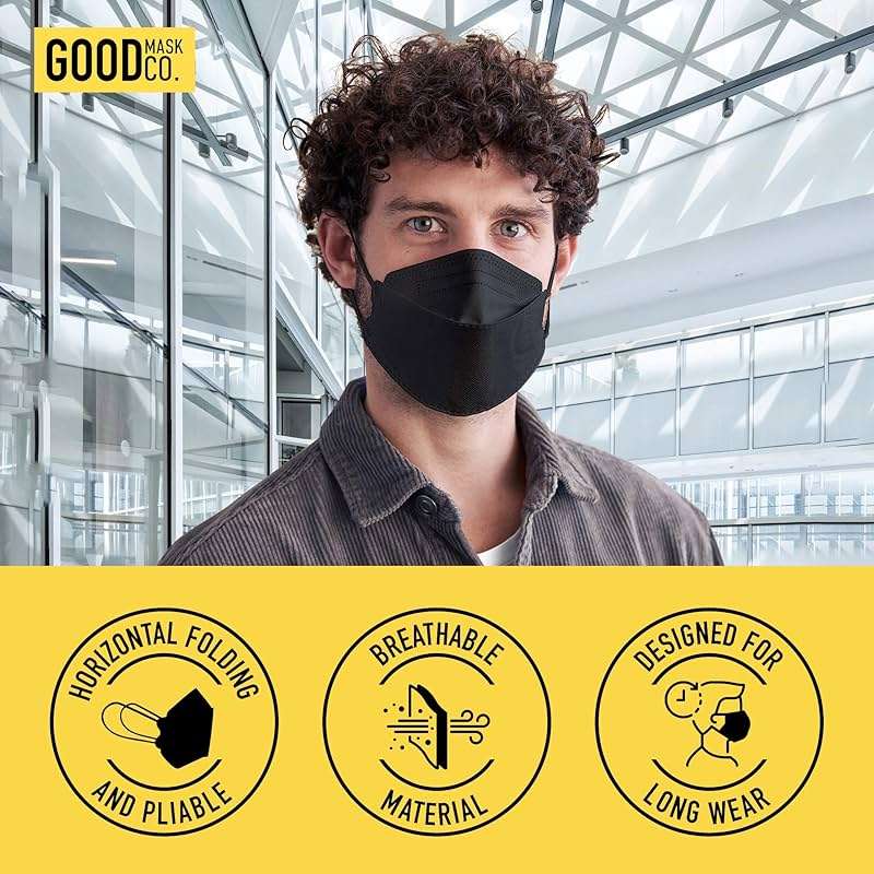 Good Mask Co. Good Comfort KN95 Face Mask, Disposable KN95 Face Mask, Folding, Filter Efficiency 95%, Comfortable Face Masks, Bulk Face Masks (10 Pack of Masks, Black) - Image 5