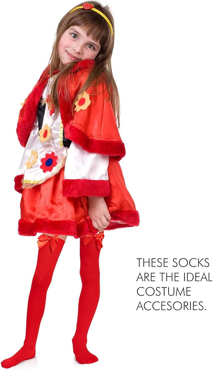 Skeleteen Bow Accent Thigh Highs - White Over the Knee High Stockings with White Satin Ribbon Bow Accent for Women and Girls - Image 3