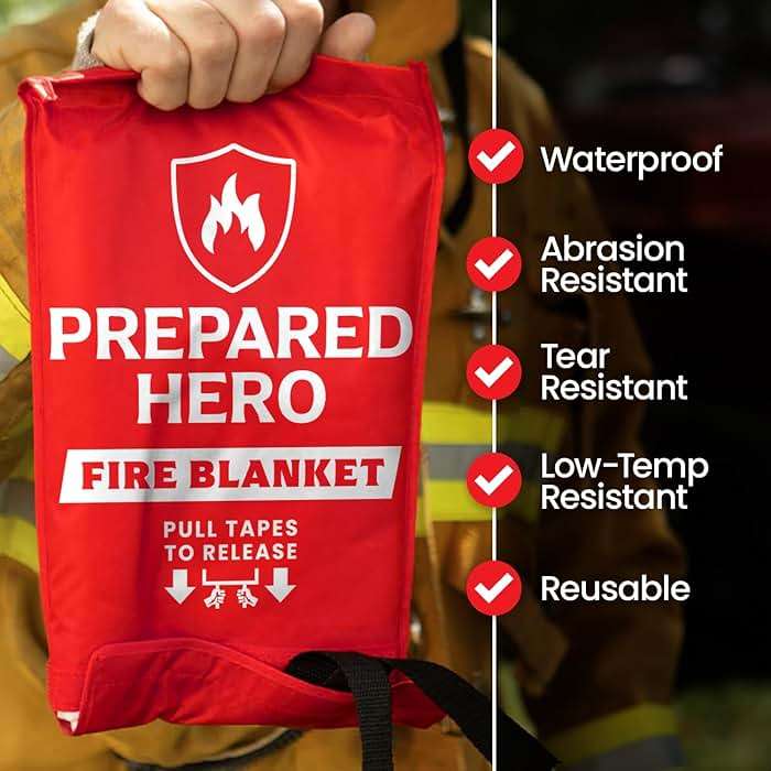 Prepared Hero Emergency Fire Blanket - 2 Pack - Fire Suppression for Kitchen, 39” x 39” Fiberglass Fire Blanket for Home - Image 3