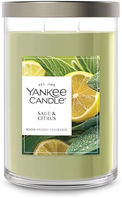 Yankee Candle Large Tumbler Scented Candle with up to 80 Hour Burn Time, Premium Plant Wax Blend for Consistent Burn, 20 oz Tumbler Candle with Room Filling Fragrance, Sage & Citrus - Image 1