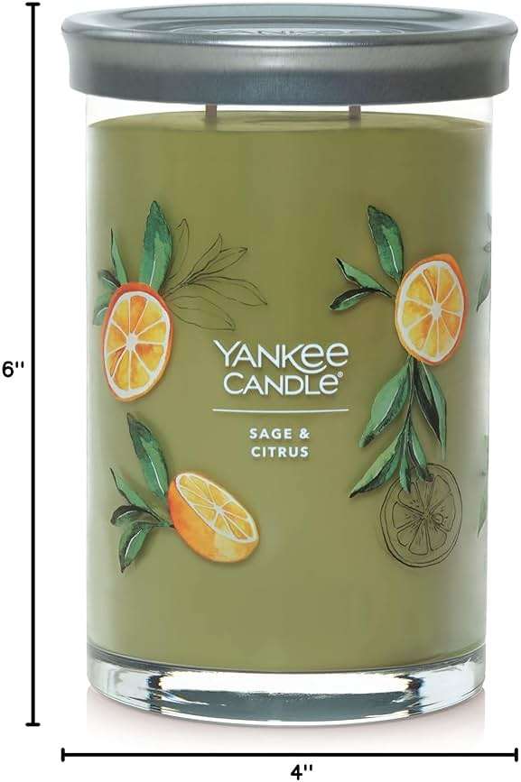 Yankee Candle Large Tumbler Scented Candle with up to 80 Hour Burn Time, Premium Plant Wax Blend for Consistent Burn, 20 oz Tumbler Candle with Room Filling Fragrance, Sage & Citrus - Image 3