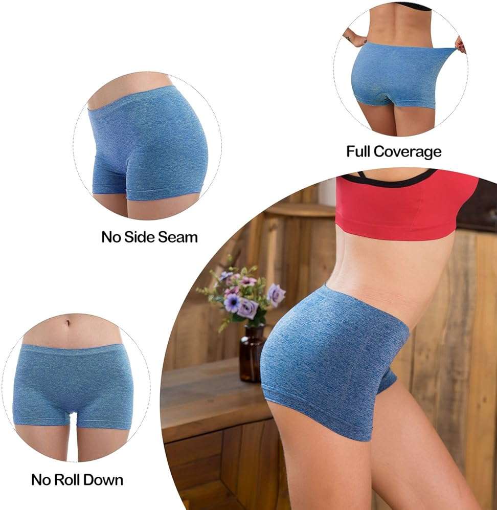 LALESTE Women's Boyshort Underwear Full Coverage Seamless Panties Soft Stretch Boxer Briefs 5 Packs - Image 4