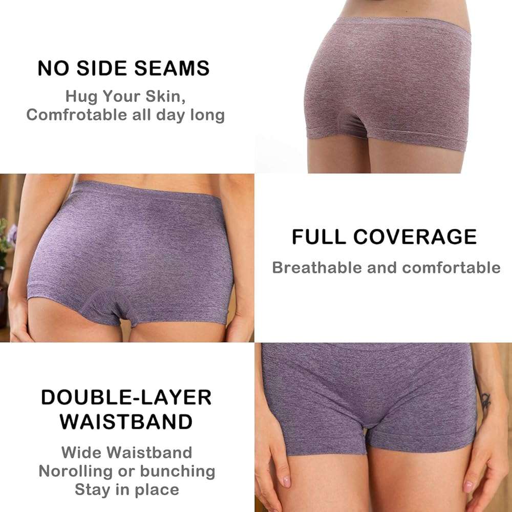 LALESTE Women's Boyshort Underwear Full Coverage Seamless Panties Soft Stretch Boxer Briefs 5 Packs - Image 5