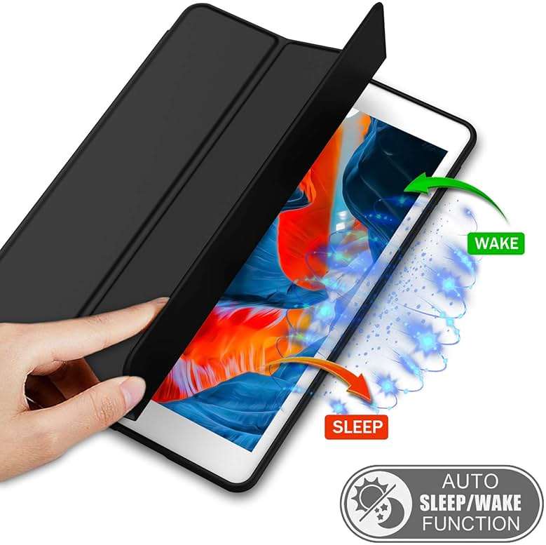 iMieet iPad 9th Generation Case 2021/iPad 8th Generation Case 2020 10.2 Inch with Pencil Holder, iPad 7th Gen 2019 Case with Soft Baby Skin Silicone Back, Auto Wake/Sleep Cover (Black) - Image 3