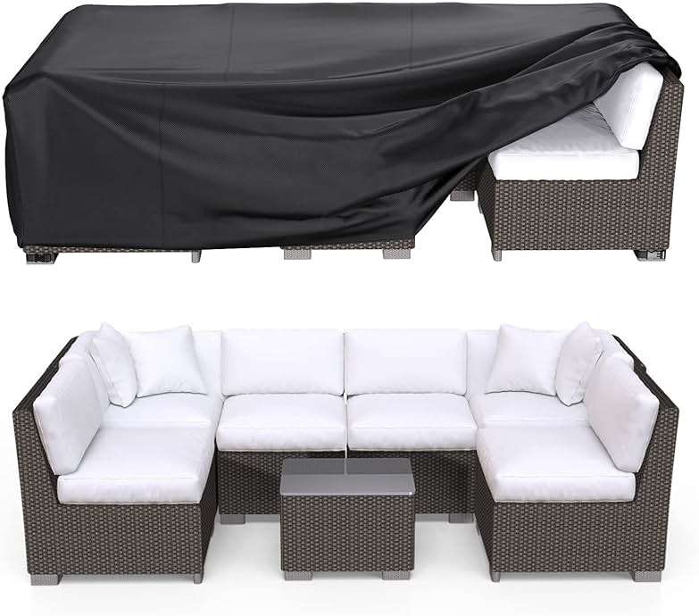 BROSYDA Patio Furniture Covers, Heavy Duty Outdoor Furniture Cover Waterproof, Sectional Sofa Set Covers Table and Chair Set Cover 108" L × 82" W × 28" H - Image 1