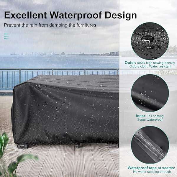 BROSYDA Patio Furniture Covers, Heavy Duty Outdoor Furniture Cover Waterproof, Sectional Sofa Set Covers Table and Chair Set Cover 108" L × 82" W × 28" H - Image 4