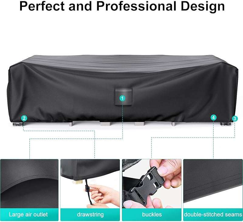 BROSYDA Patio Furniture Covers, Heavy Duty Outdoor Furniture Cover Waterproof, Sectional Sofa Set Covers Table and Chair Set Cover 108" L × 82" W × 28" H - Image 6
