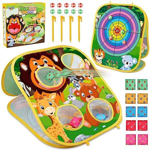 Animal Bean Bag Toss Game Toy Outdoor Toss Game, Family Party Party Supplies for Kids, Gift for Boys Birthday or Christmas for Toddlers Ages 3 4 5 6 Year Old - Image 1