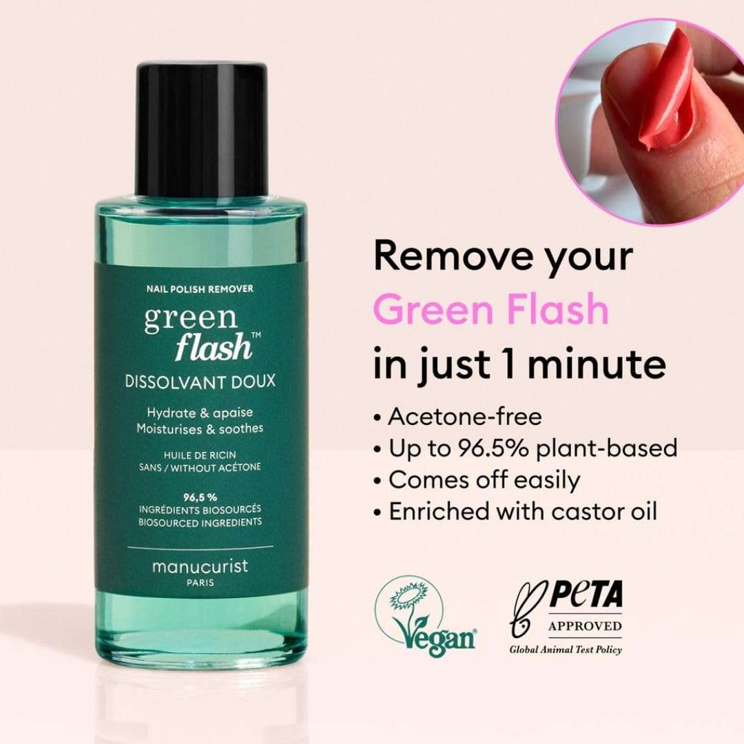 Manucurist - Green Flash Gel Nail Polish Remover - Effective Plant-Based - Acetone-Free - Floral Scent - 3.38 fl oz - Image 2