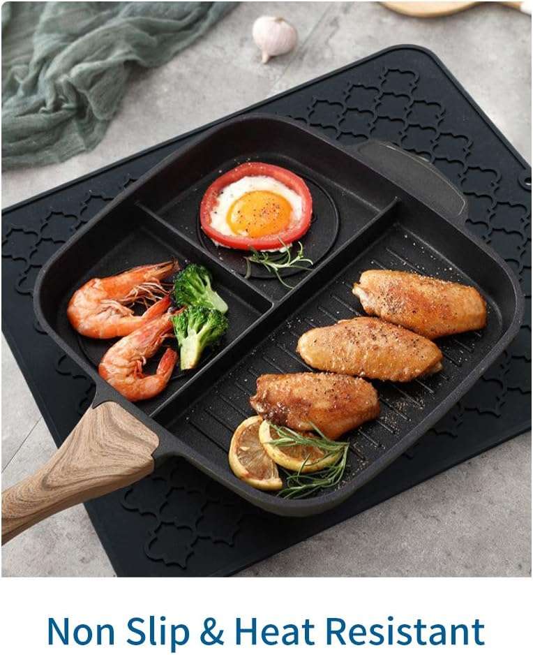 AMOAMI-Dish Drying Mats for Kitchen Counter-Silicone Dish Drying Mat-Kitchen Dish Drying Pad Heat Resistant Mat-Kitchen Gadgets Kitchen Accessories Kitchen Small Appliances(12" x 16", BLACK) - Image 2