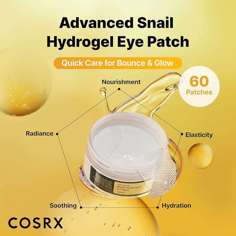 COSRX Advanced Snail Mucin Hydrogel Eye Patch for Fine Lines & Dry Under Eyes, Gel Serum Mask, Hydrating Under Eye Patches (60), Snail Eye Patches, Korean Skin Care - Image 2