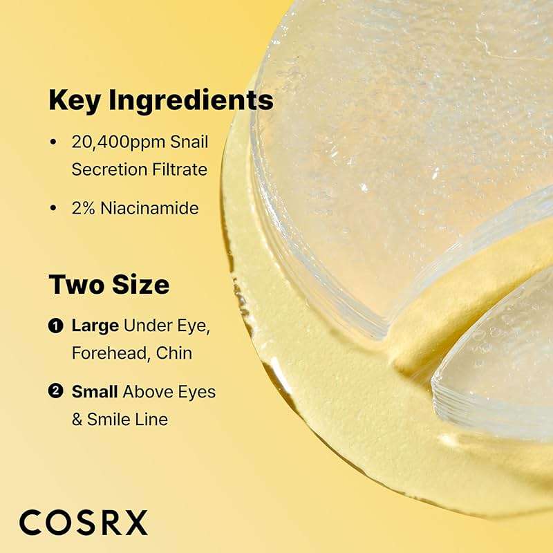 COSRX Advanced Snail Mucin Hydrogel Eye Patch for Fine Lines & Dry Under Eyes, Gel Serum Mask, Hydrating Under Eye Patches (60), Snail Eye Patches, Korean Skin Care - Image 3