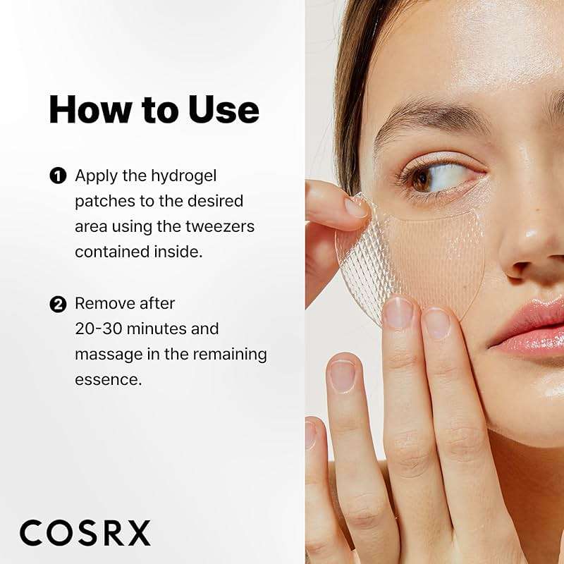 COSRX Advanced Snail Mucin Hydrogel Eye Patch for Fine Lines & Dry Under Eyes, Gel Serum Mask, Hydrating Under Eye Patches (60), Snail Eye Patches, Korean Skin Care - Image 6