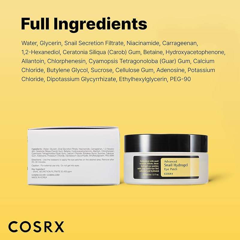 COSRX Advanced Snail Mucin Hydrogel Eye Patch for Fine Lines & Dry Under Eyes, Gel Serum Mask, Hydrating Under Eye Patches (60), Snail Eye Patches, Korean Skin Care - Image 8