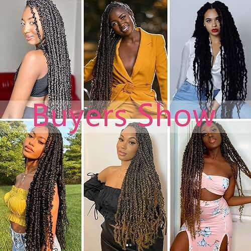 Alrence Passion Twist Hair 24 Inch 8 Packs Water Wave Crochet Hair Curly Braiding Hair For Butterfly Locs Long Bohe Crochet Braids (24 Inch (Pack of 8), 1B#) - Image 6