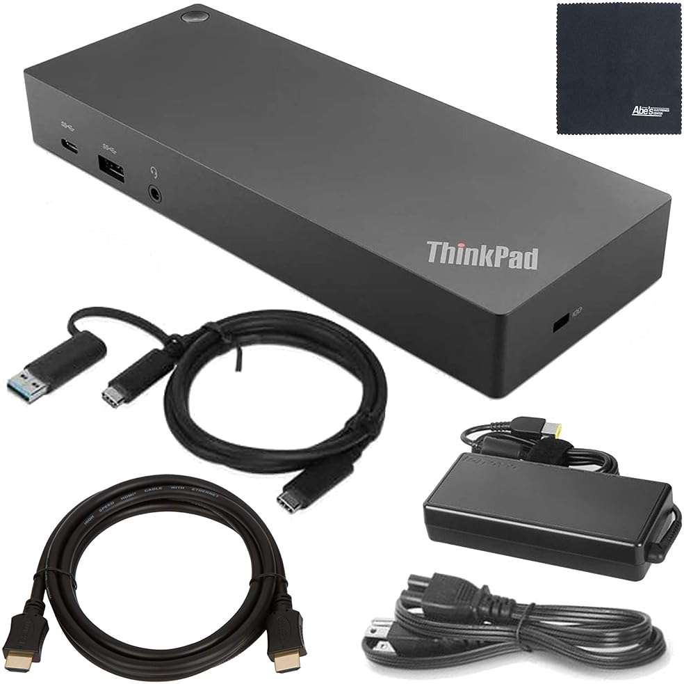 Lenovo ThinkPad Hybrid USB-C Dock US (40AF0135US) with USB Type-A Adapter + ZoomSpeed HDMI Cable (with Ethernet) + Starter Bundle - Image 1