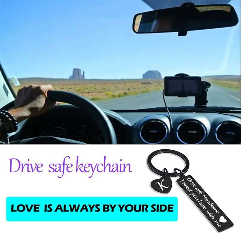 SSLBeryl Drive Safe Keychain for Him | I Need You Here With Me Keychain Anniversary Birthday Gifts for Boyfriend Husband - Image 3