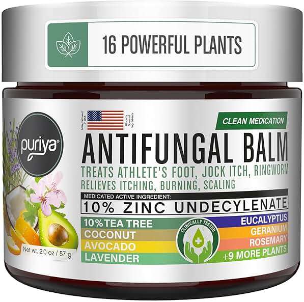 Puriya Clinically Proven Antifungal Cream for Skin Fungus, Extra-Strength Athletes Foot Cream Treatment, Jock Itch, Ringworm Treatment for Humans, Anti Fungal Itchy Skin Relief with Tea Tree Oil - Image 1