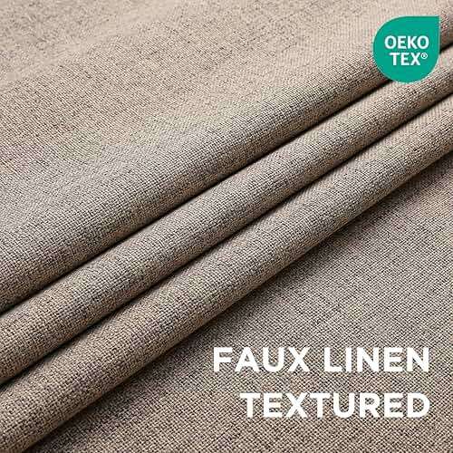CUCRAF 100% Blackout Window Curtains 84 inches Long 2 Panels Set, Faux Linen Look Thermal Insulated Grommet Drapes, Room Darkening Curtain for Bedroom Living Room(W52 x L84 Inch, Light Khaki) - Image 2