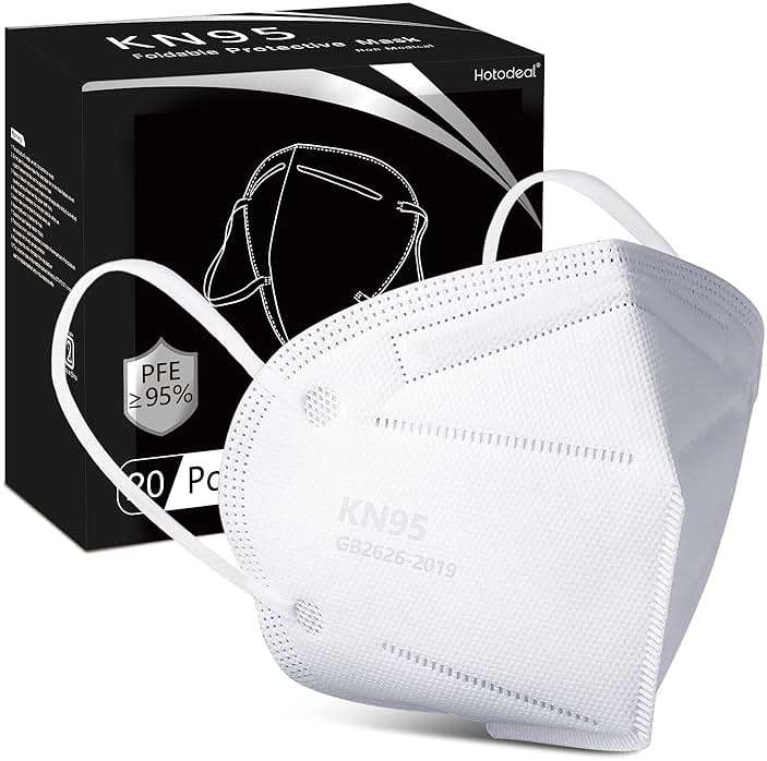Hotodeal KN95 Face Mask 20 PCS,5 Layers Cup Dust Mask Against PM2.5 from Fire Smoke, Dust, for Men, Women, Essential Workers(White) - Image 1