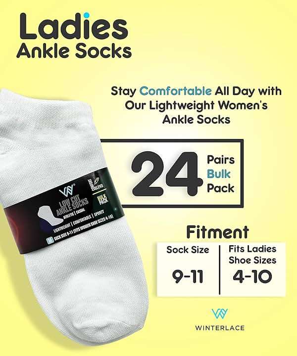 Winterlace 24 Pairs Womens Ankle Socks, Low Cut Colorful Fun Athletic Casual No-Show Teens Bulk Value Pack - Image 3