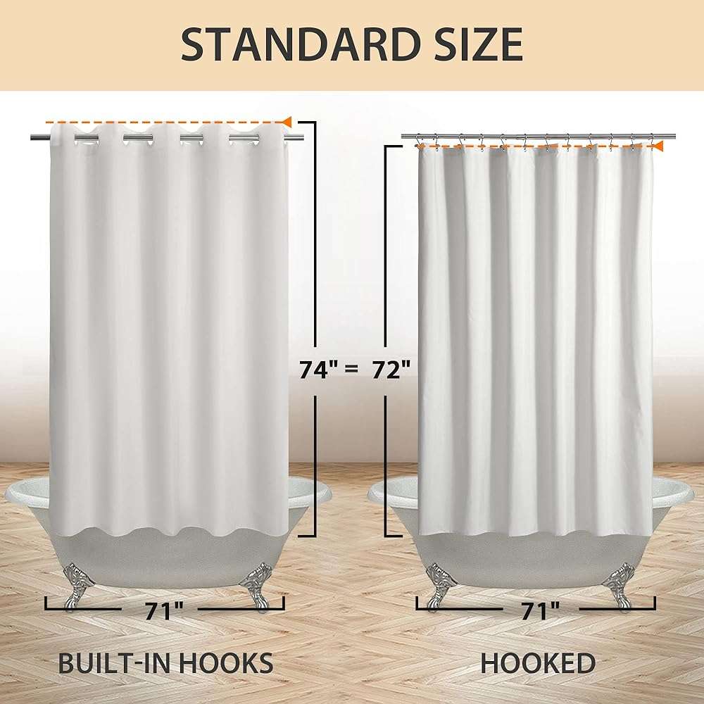 River Dream No Hook Hotel Cloth Shower Curtain Microfiber - Waterproof Soft Washable Fabric Shower Curtain or Liner with Magnets, White, Standard Size - Image 2