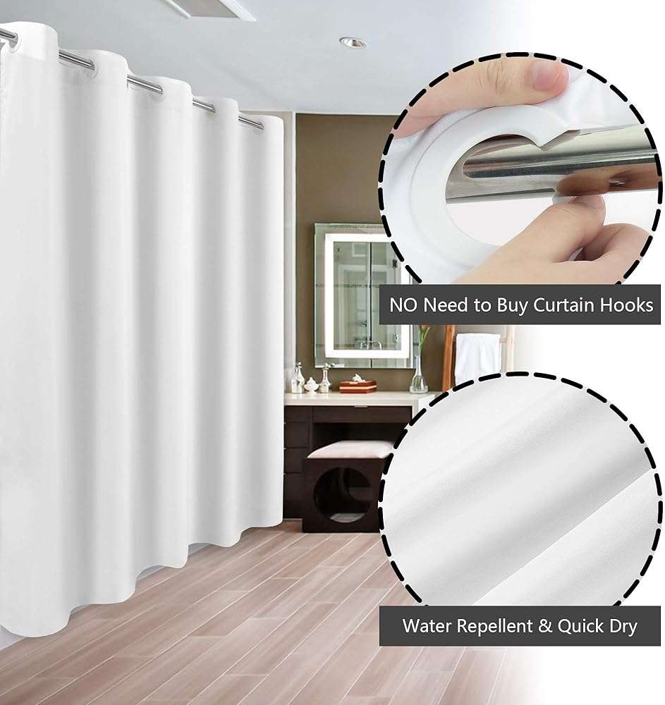 River Dream No Hook Hotel Cloth Shower Curtain Microfiber - Waterproof Soft Washable Fabric Shower Curtain or Liner with Magnets, White, Standard Size - Image 3