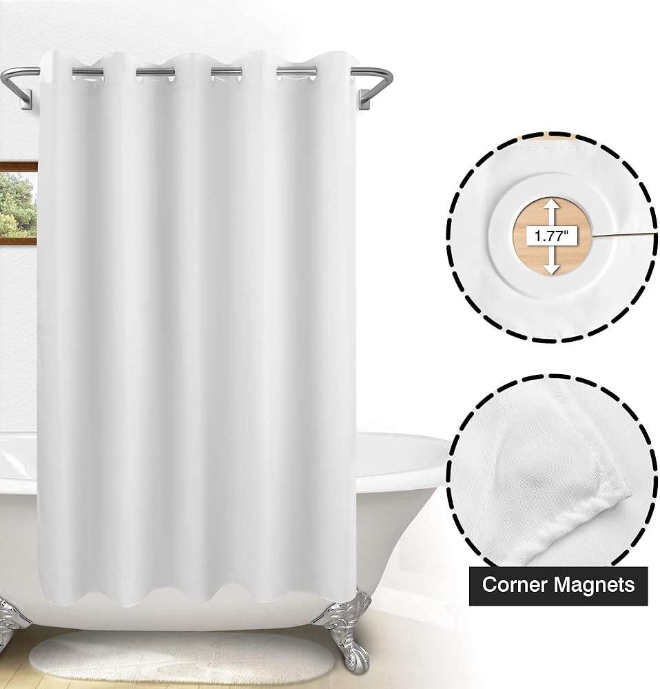 River Dream No Hook Hotel Cloth Shower Curtain Microfiber - Waterproof Soft Washable Fabric Shower Curtain or Liner with Magnets, White, Standard Size - Image 6