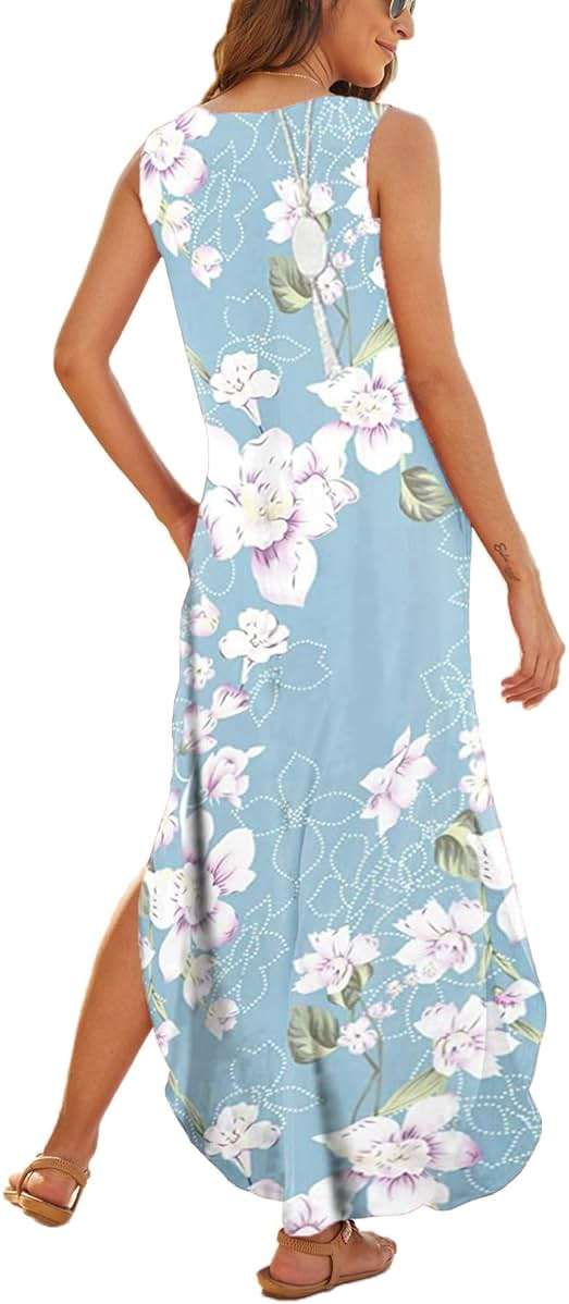 Hount Women's Casual Summer Sleeveless Dress Loose Split Maxi Dresses with Pockets - Image 3