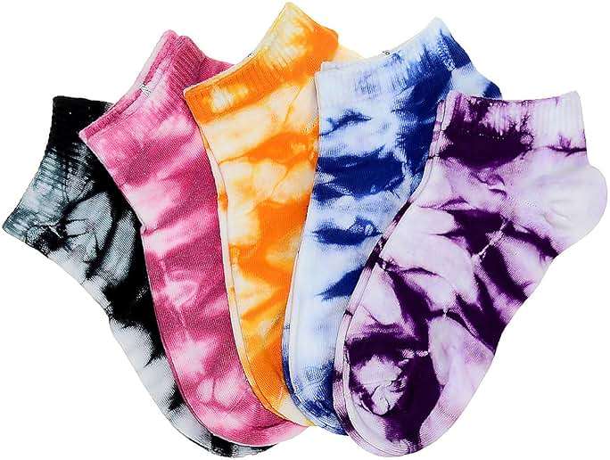 Manimepe 5 Pairs Women's Cotton Tie Dye Ankle Socks - Low Cut Novelty No Show Socks - Image 2