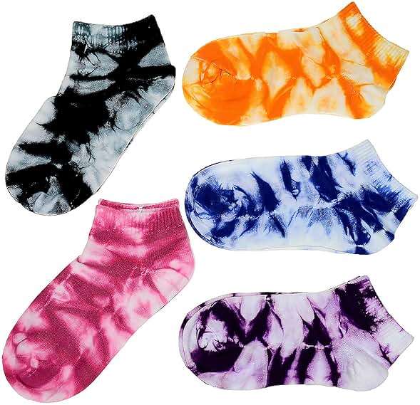 Manimepe 5 Pairs Women's Cotton Tie Dye Ankle Socks - Low Cut Novelty No Show Socks - Image 3